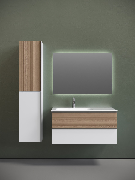 Тумба под раковину Sancos  Delta DL100LW  дуб светлый/белый